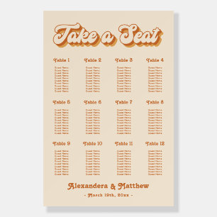 Vintage Yellow Orange Retro Wedding Seating Chart Foam Board