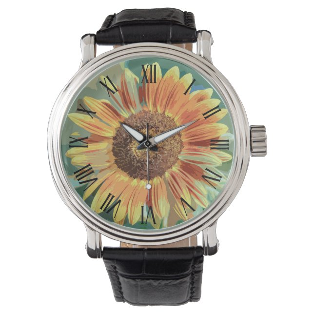 Vintage Yellow Orange Sunflower | Men's Watch (Front)