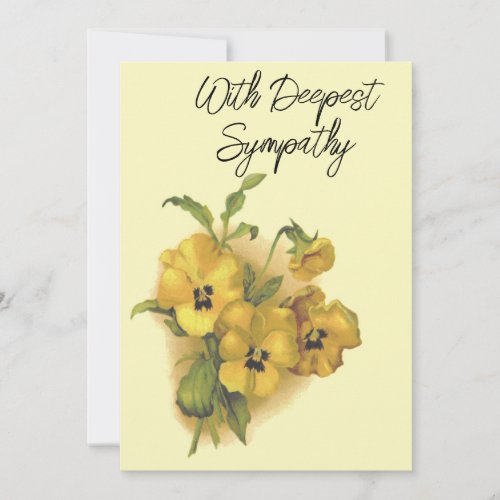 Vintage Yellow Pansies Floral Sympathy Card 