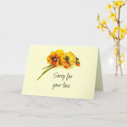 Vintage Yellow Pansy Flowers Sympathy Card 