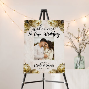 Vintage Yellow Peony Flowers Rustic Wedding  Foam Board