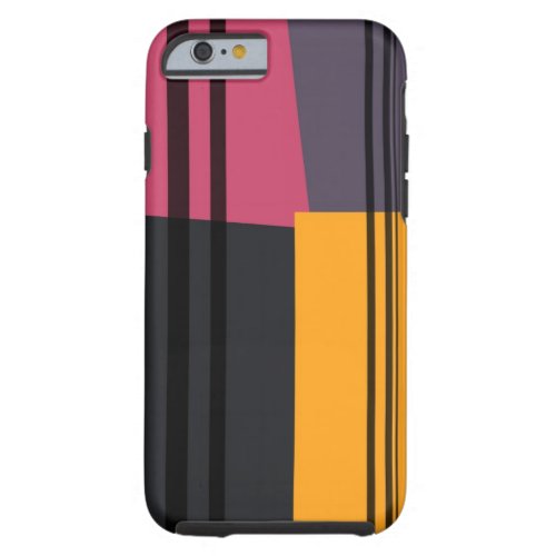 Vintage Yellow Pink Black Grey Stripes Art Pattern Tough iPhone 6 Case