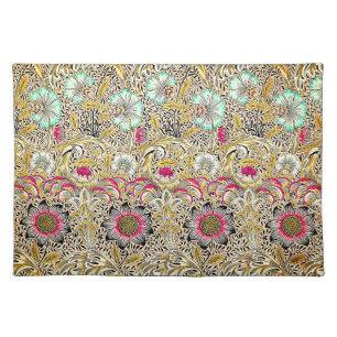 Vintage yellow pink William Morris's Corncockle Cloth Placemat