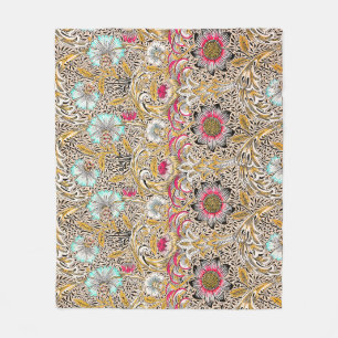 Vintage yellow pink William Morris's Corncockle Fleece Blanket