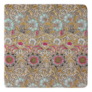 Vintage yellow pink William Morris's Corncockle Trivet