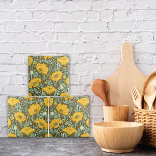 Vintage Yellow Poppies Verneuil Ceramic Tile