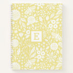 Vintage Yellow Pretty Floral Butterfly Pattern Notebook at Zazzle