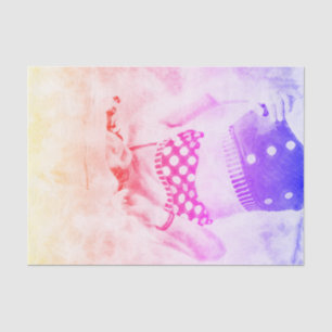 Vintage Yellow Purple Retro Girl Polka Dot Bikini Tissue Paper