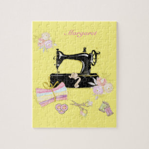 Vintage Yellow Quilting Sewing Machine Jigsaw Puzzle