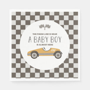 Vintage Yellow Race Car Baby Shower Napkins