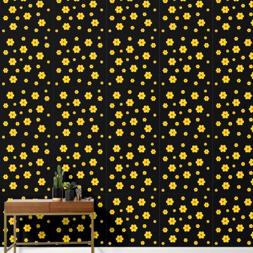 Vintage Yellow Retro Daisy Flower Peel and Stick Wallpaper
