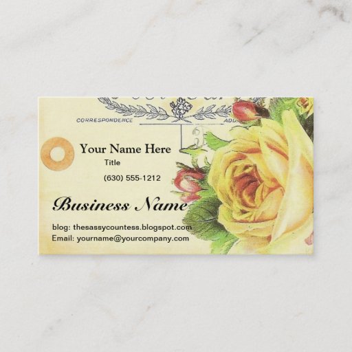 Customizable Vintage Yellow Rose Business Card