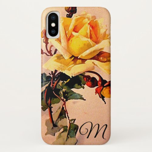 Vintage Yellow Rose iPhone X Case