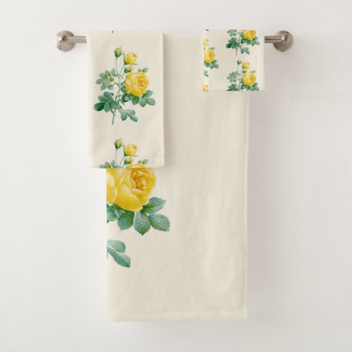 Vintage Yellow Rose Fine art Bath Towel Set