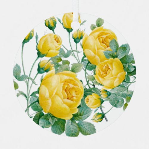 Vintage Yellow Rose Fine art Metal Ornament