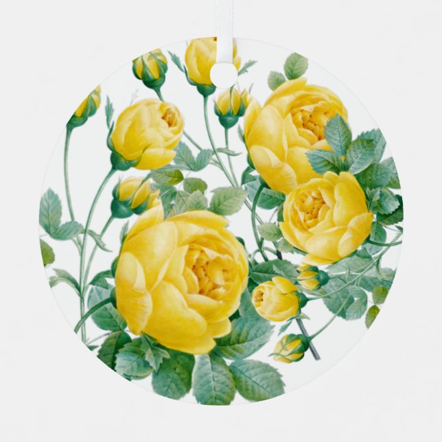 Vintage Yellow Rose Fine art Metal Ornament (Front)