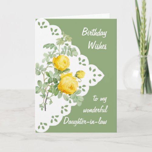 Vintage Yellow Rose Flower Daughter_in_law Card
