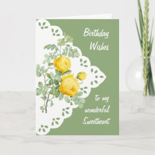 Vintage Yellow Rose Flower Sweetheart Card