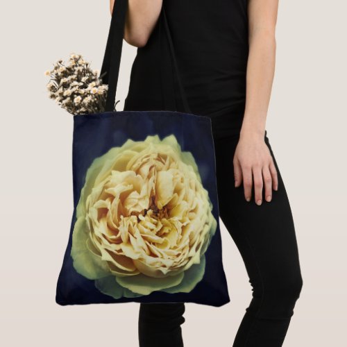 Vintage yellow rose flower tote bag