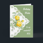 Vintage Yellow Rose Flower Wife Card<br><div class="desc">Vintage Yellow Rose Flower for your Wife's Birthday</div>