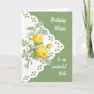 Vintage Yellow Rose Flower Wife Card