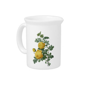 Vintage yellow rose painting beverage pitcher