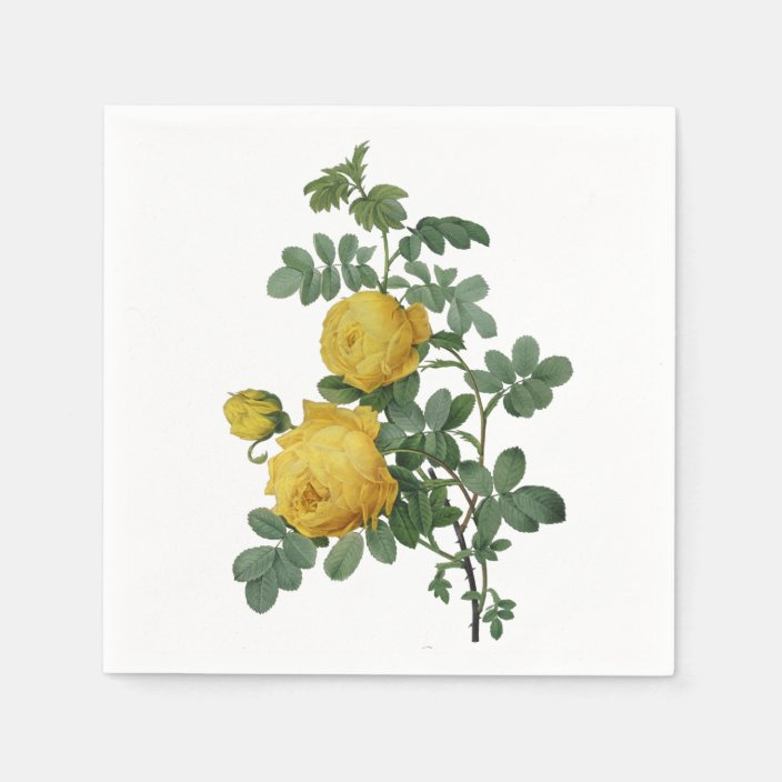 Vintage Yellow Rose Painting Napkin Zazzle Com