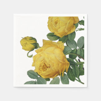 Vintage yellow rose painting napkins