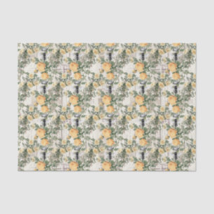 Vintage Yellow Roses and Bees Tissue Paper