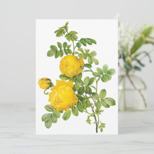 Vintage Yellow Roses by Redoute Invitation (Standing Front)