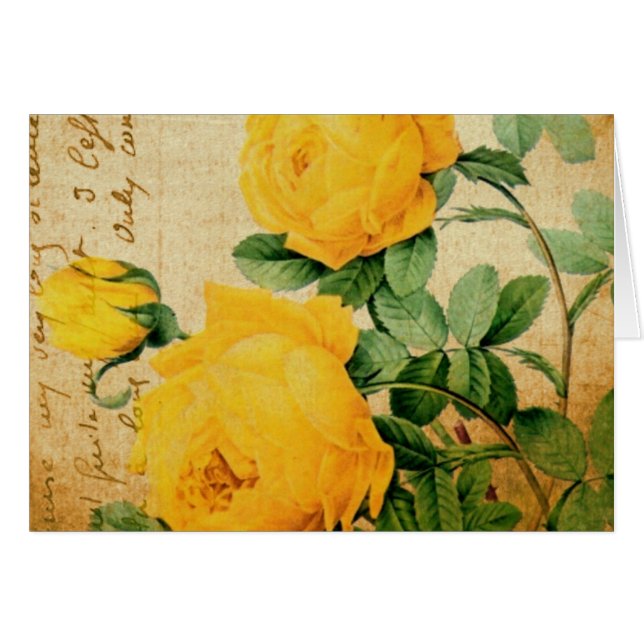 Vintage Yellow Roses Cards (Front Horizontal)