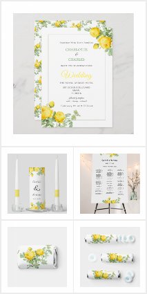 Vintage Yellow Roses Elegant Wedding Suite