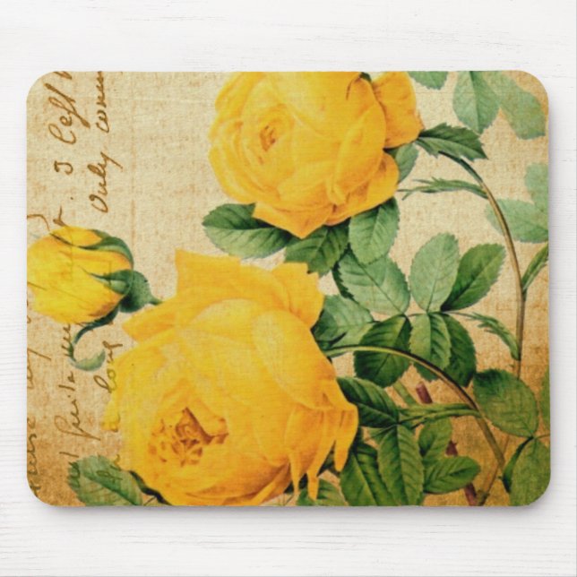 Vintage Yellow Roses Mouse Pad (Front)