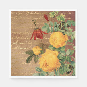 Vintage Yellow Roses Napkins