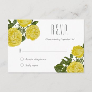 Vintage Yellow Roses Rsvp by charmingink at Zazzle
