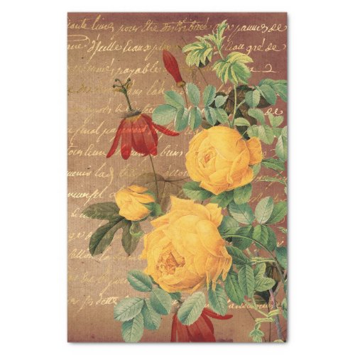 Vintage Yellow Roses Tissue Paper