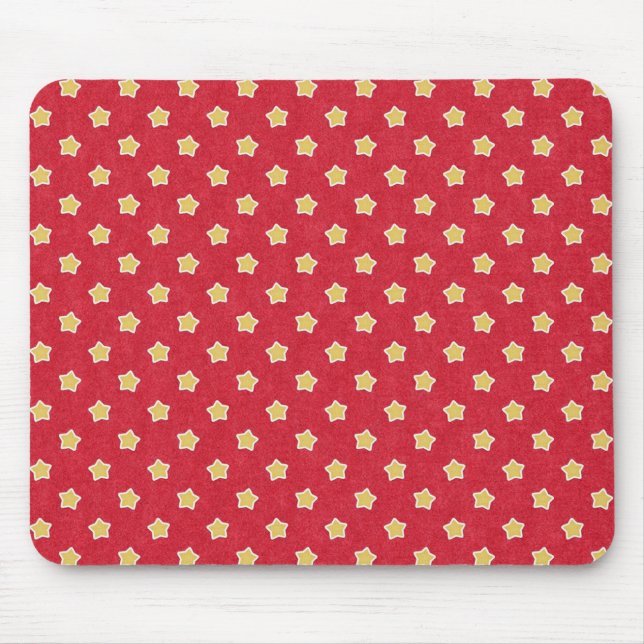 Vintage Yellow Stars on Red Pattern Mouse Pad (Front)