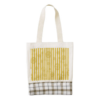 Vintage Yellow Stripes Gold Paris Damask Pattern Zazzle HEART Tote Bag