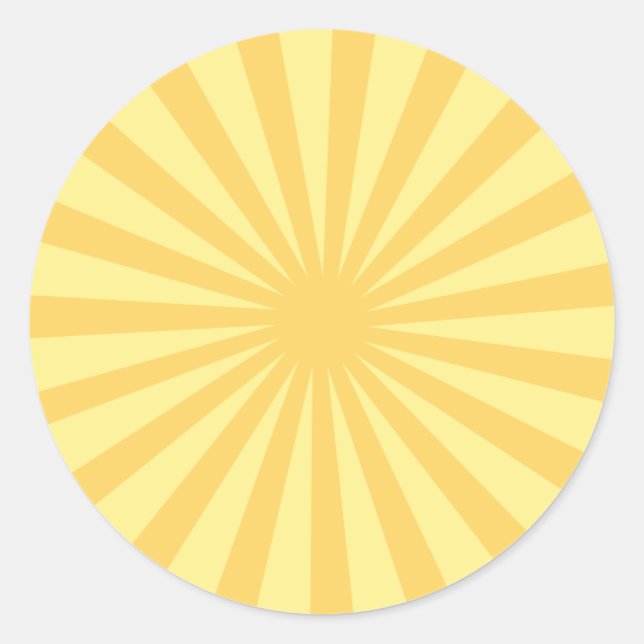 Vintage Yellow Sun Rays Classic Round Sticker (Front)