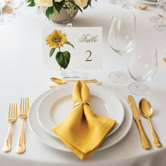 Vintage Yellow Sunflower Botanical Table Number (Creator Uploaded)