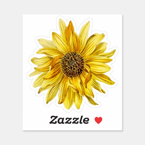 Vintage Yellow Sunflower Floral Sticker