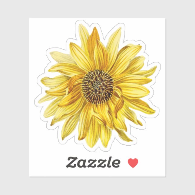 Vintage Yellow Sunflower Floral Sticker (Sheet)