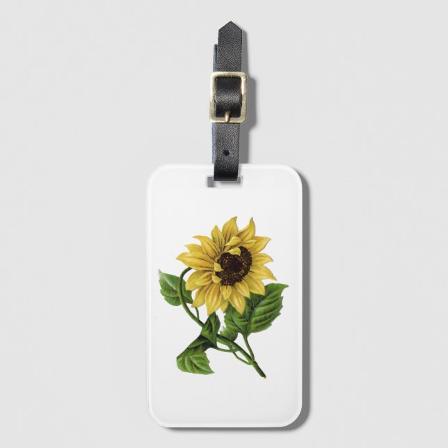 Vintage Yellow Sunflower Luggage Tag (Front Vertical)