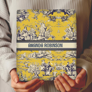 Vintage Yellow Toile de Jouy Floral Monogram Wrapping Paper Sheets
