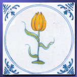 Vintage Yellow Tulip Blue White Delft  Ceramic Tile<br><div class="desc">A ceramic tile with restored vintage blue and white delft art of a yellow tulip and simple floral elements in blue with a hand painted look.</div>