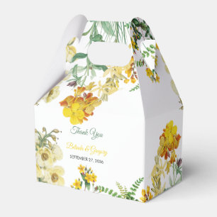 Vintage Yellow Watercolor Floral Botanical Wedding Favor Boxes