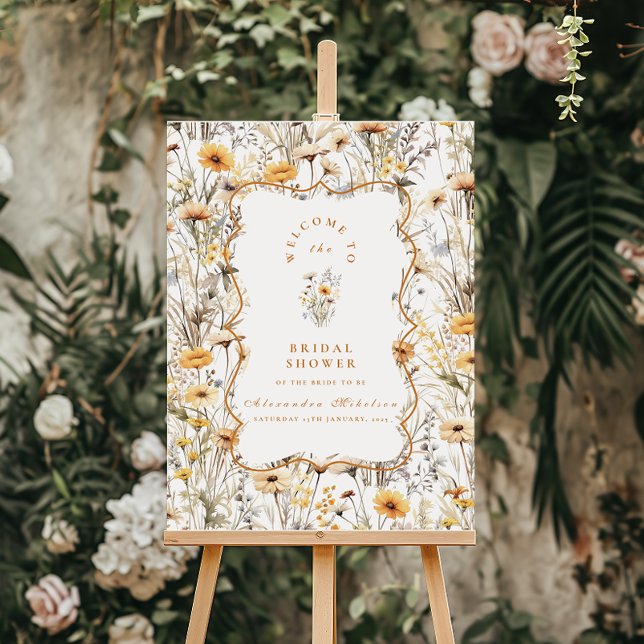 Vintage Yellow Wildflowers Bridal Shower Foam Board (Creator Uploaded)