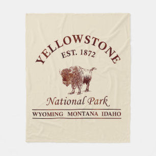 Vintage Yellowstone National Park Fleece Blanket