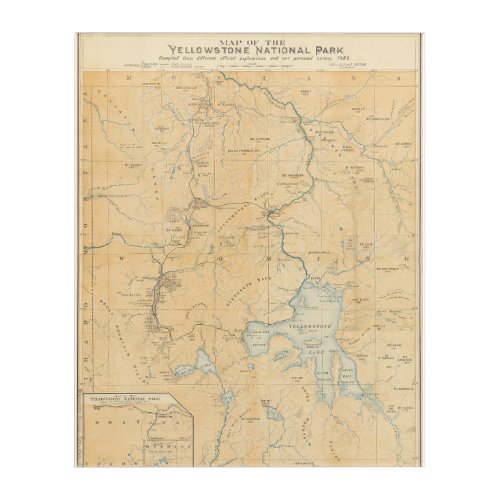 Vintage Yellowstone National Park Map Acrylic Print