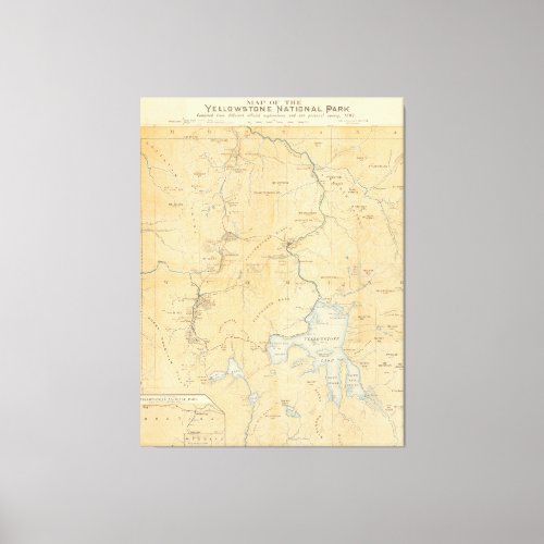 Vintage Yellowstone National Park Map Canvas Print